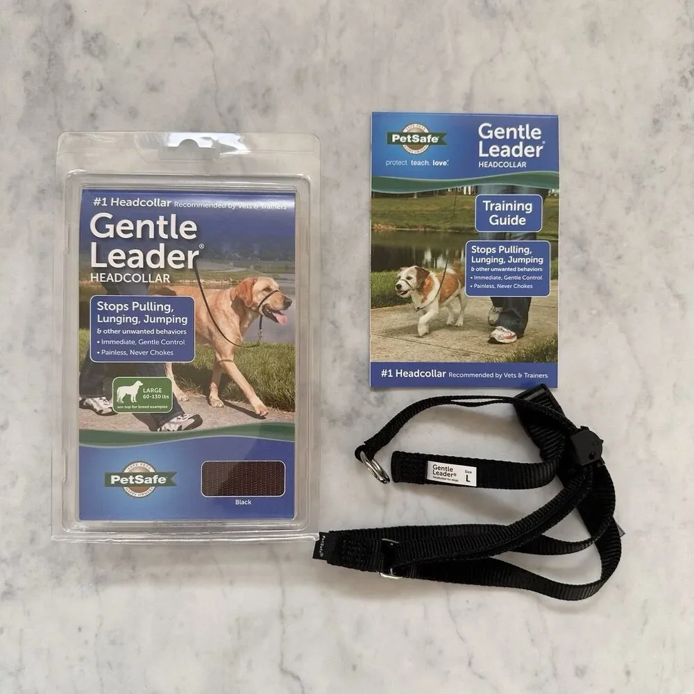 Gentle Leader Headcollar Large Black Dog Training Head Collar PetSafe 60-130 lbs